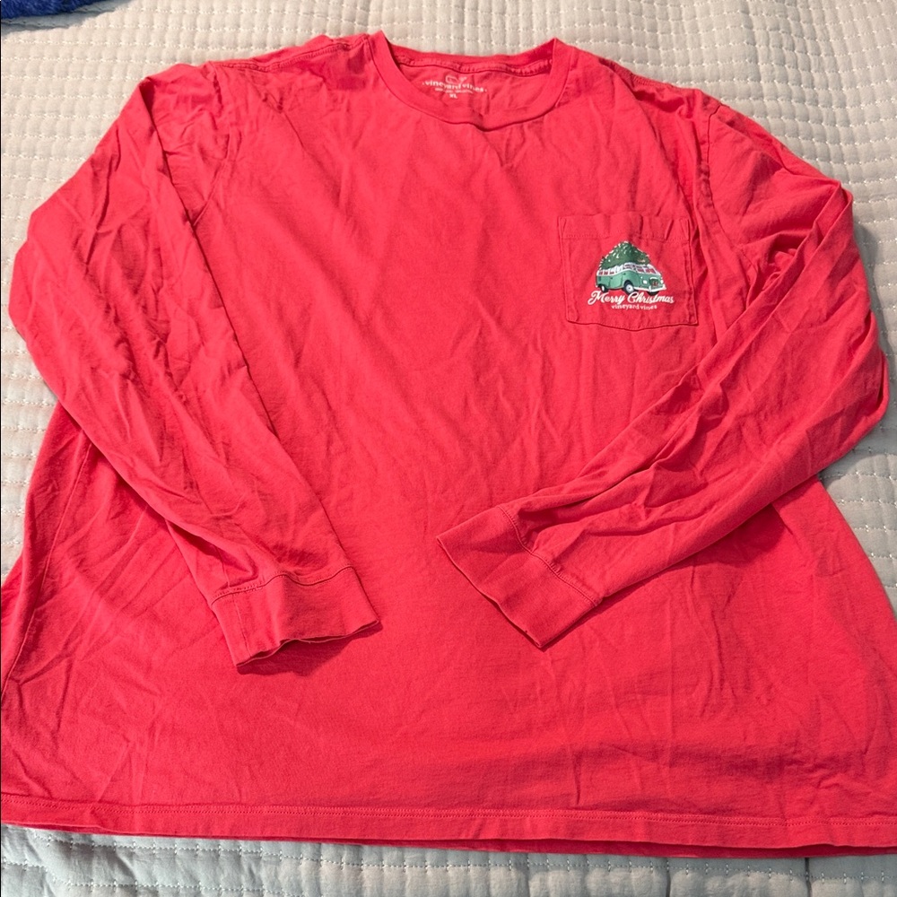 Vineyard Vines Men's Light Red Long Sleeve Tee